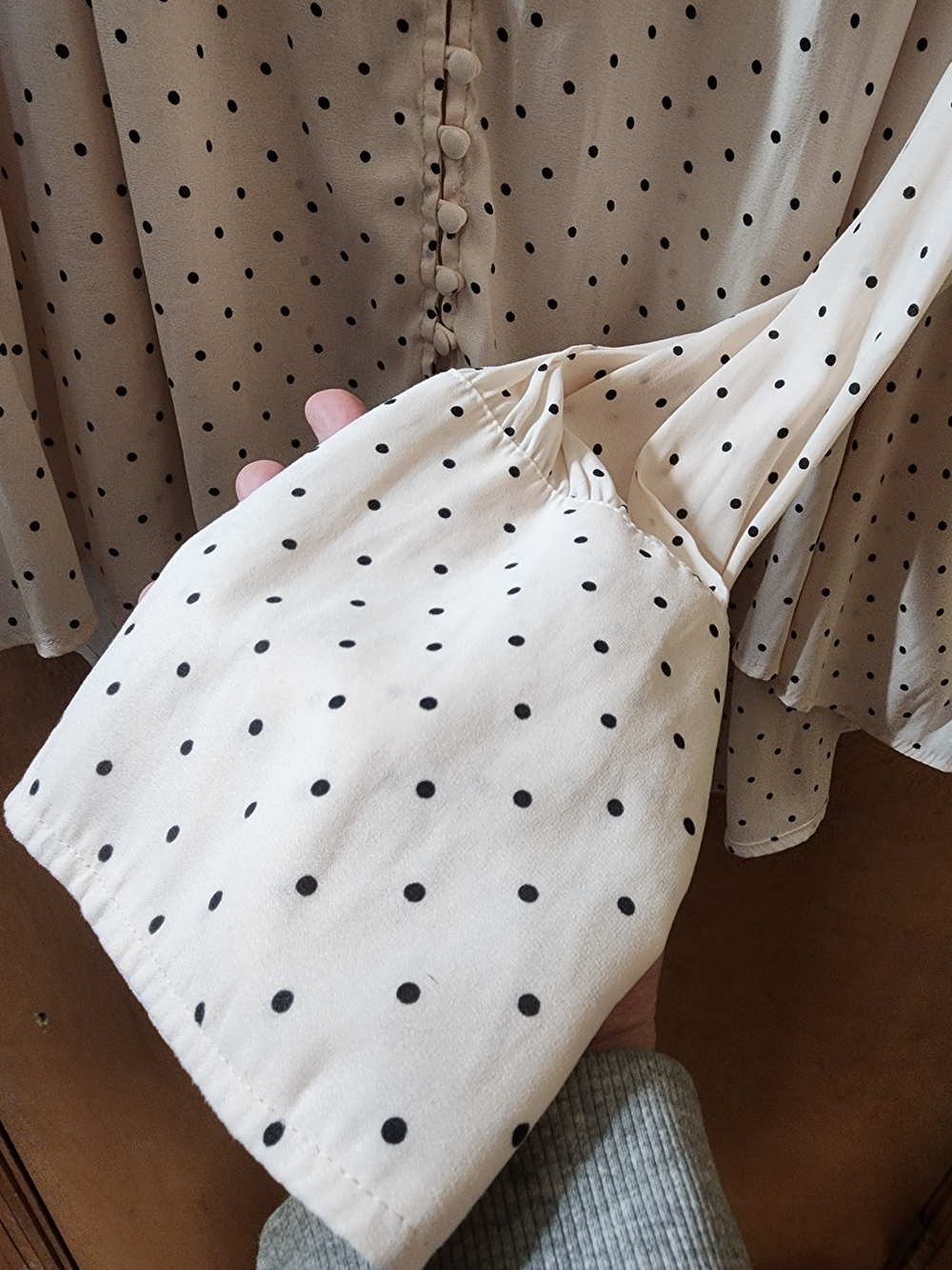 Free People Cream Blouse with Black Polka Dots - Picture 4 of 5